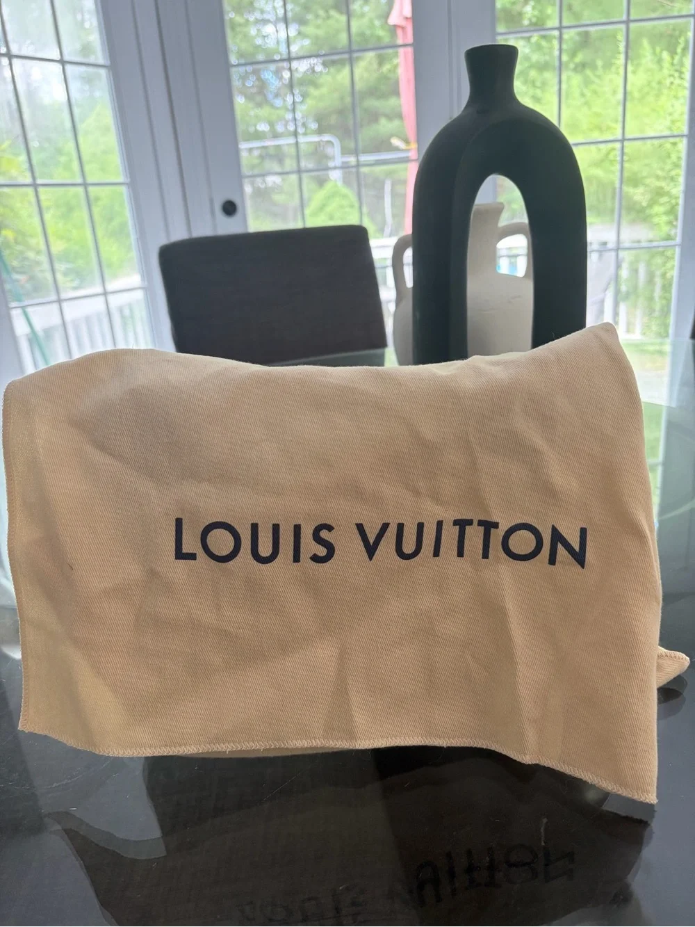 Louis Vuitton Boulogne Shoulder Bag with Black Trim and Gold Hardware